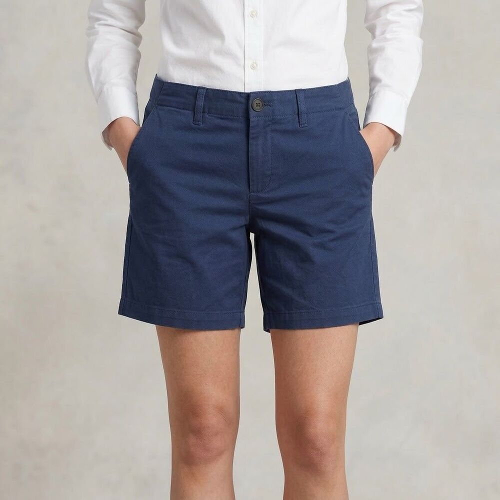 SEO TitleGAP Womens 2 Navy Blue Chino Shorts NWT 100% Cotton Flat Front Preppy